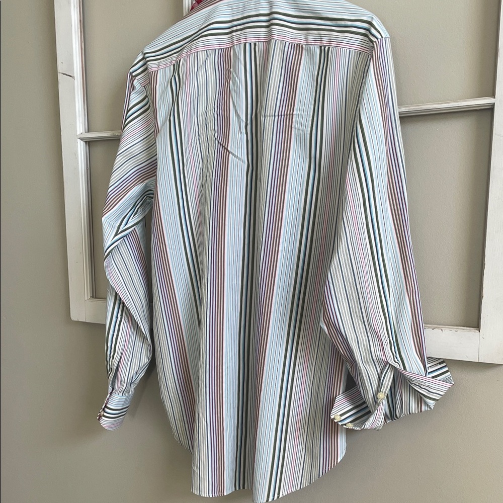 Thomas Dean Multicolor Striped Button Down Shirt - Picture 6 of 7